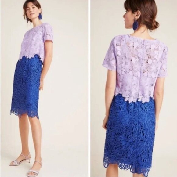 Anthropologie Eri + Ali Graceanne Colorblock Lace Sheath Dress - Picture 1 of 7
